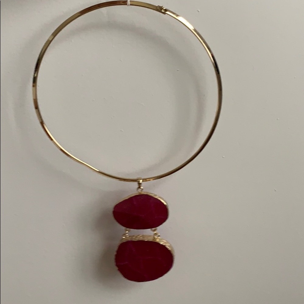 AQUA Hot Pink Stone Necklace